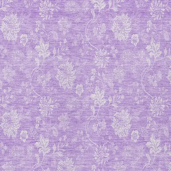Lavender And Lilac Floral Washable Indoor Outdoor Area Rug Photo 5
