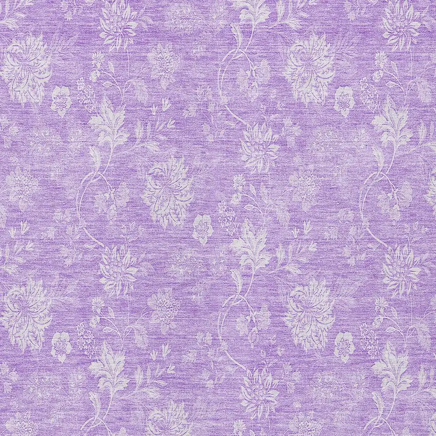 Lavender And Lilac Floral Washable Indoor Outdoor Area Rug Photo 5