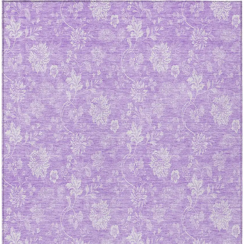 Lavender And Lilac Floral Washable Indoor Outdoor Area Rug Photo 6