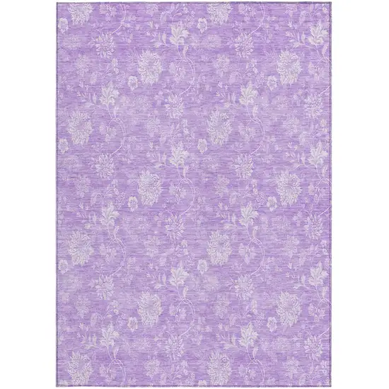 Lavender And Lilac Floral Washable Indoor Outdoor Area Rug Photo 6