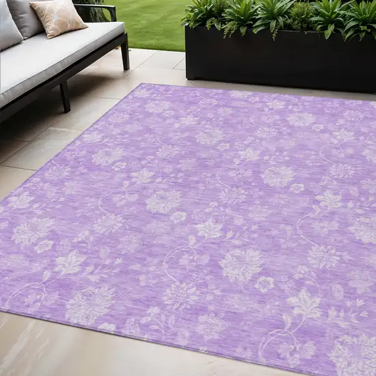 Lavender And Lilac Floral Washable Indoor Outdoor Area Rug Photo 1