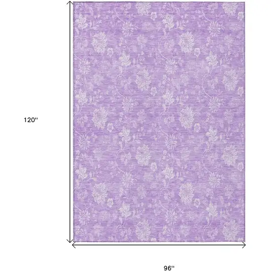 Lavender And Lilac Floral Washable Indoor Outdoor Area Rug Photo 3