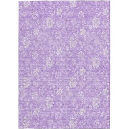 Lavender And Lilac Floral Washable Indoor Outdoor Area Rug Photo 5