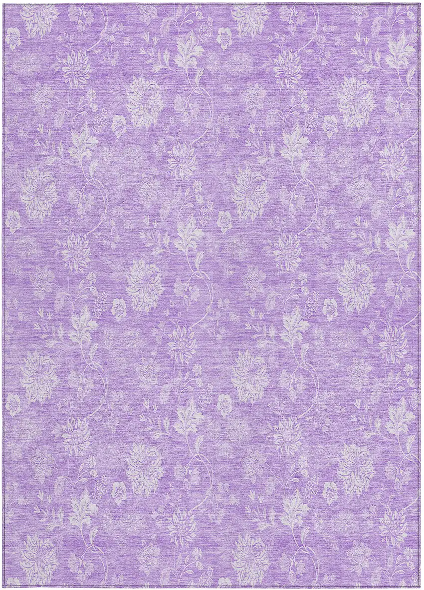 Lavender And Lilac Floral Washable Indoor Outdoor Area Rug Photo 5