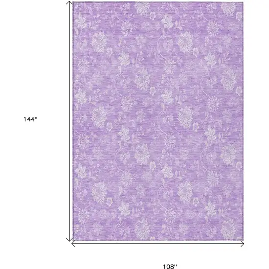 Lavender And Lilac Floral Washable Indoor Outdoor Area Rug Photo 3