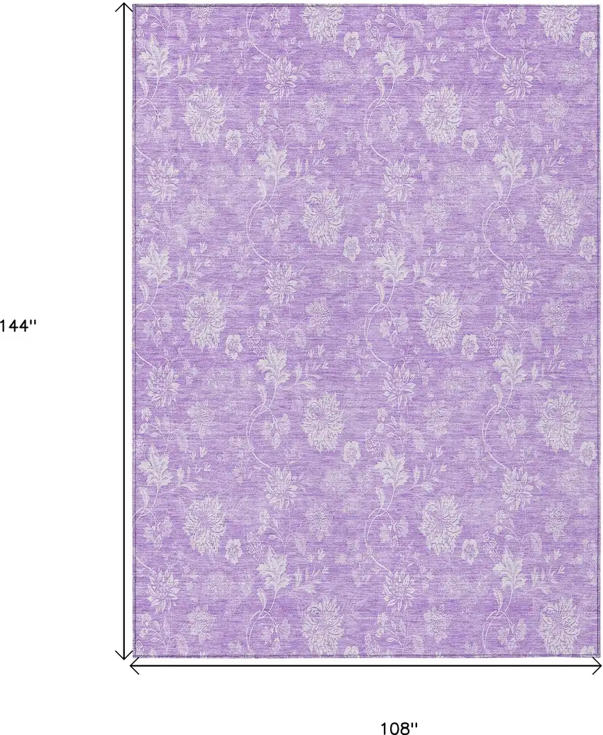 Lavender And Lilac Floral Washable Indoor Outdoor Area Rug Photo 3