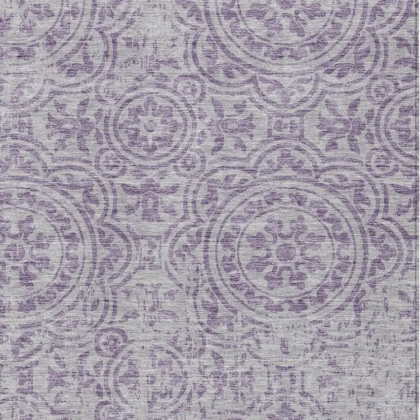 Lavender And Lilac Medallion Washable Indoor Outdoor Area Rug Photo 4