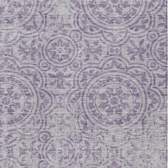 Lavender And Lilac Medallion Washable Indoor Outdoor Area Rug Photo 4