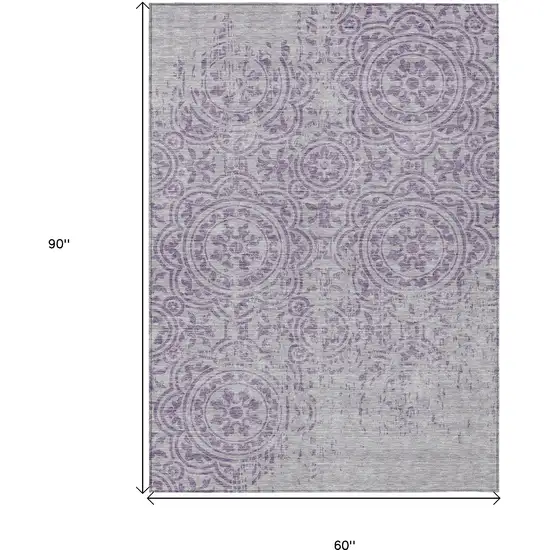 Lavender And Lilac Medallion Washable Indoor Outdoor Area Rug Photo 9