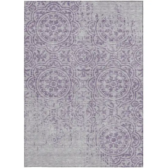 Lavender And Lilac Medallion Washable Indoor Outdoor Area Rug Photo 5