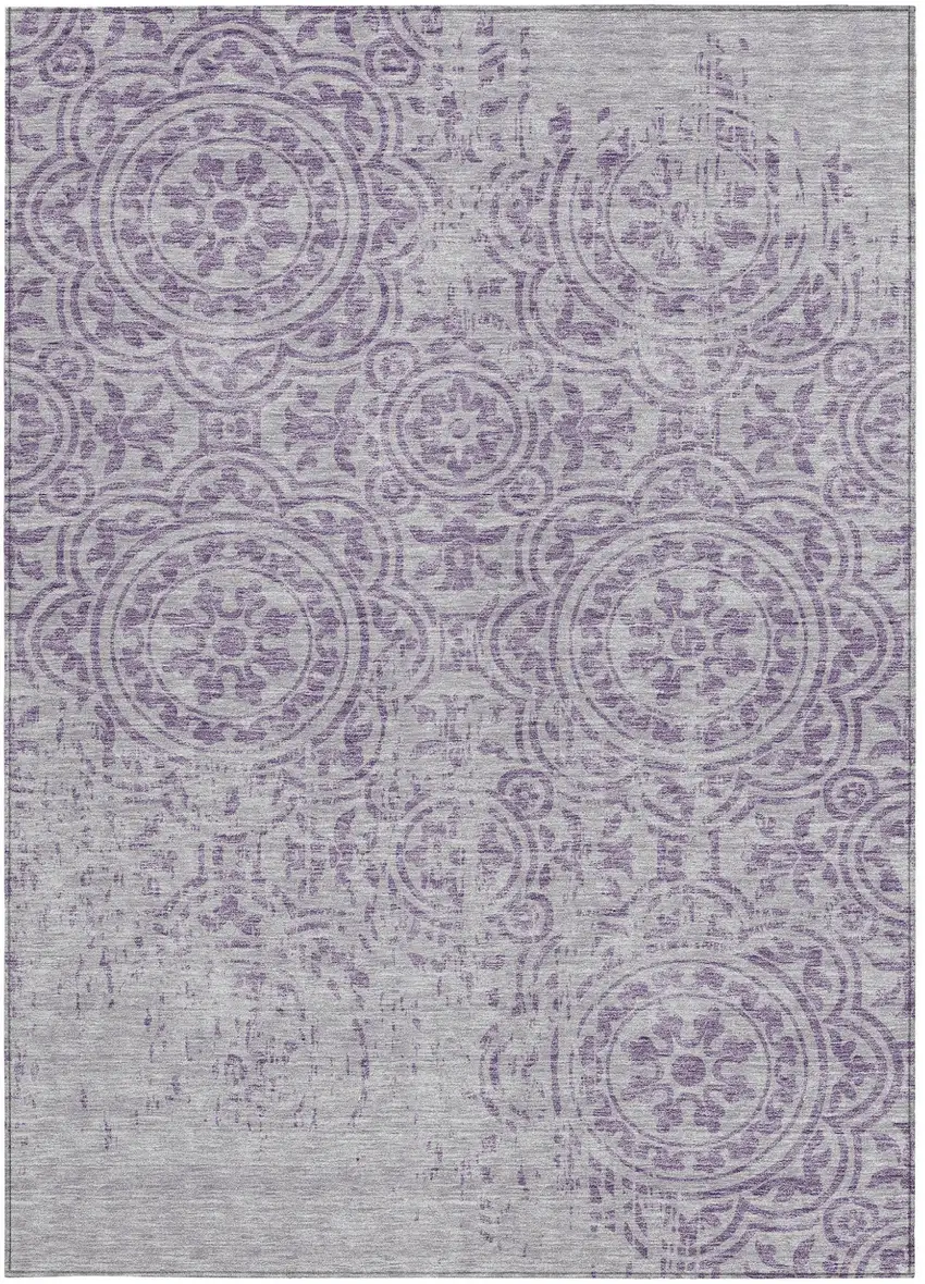 Lavender And Lilac Medallion Washable Indoor Outdoor Area Rug Photo 5
