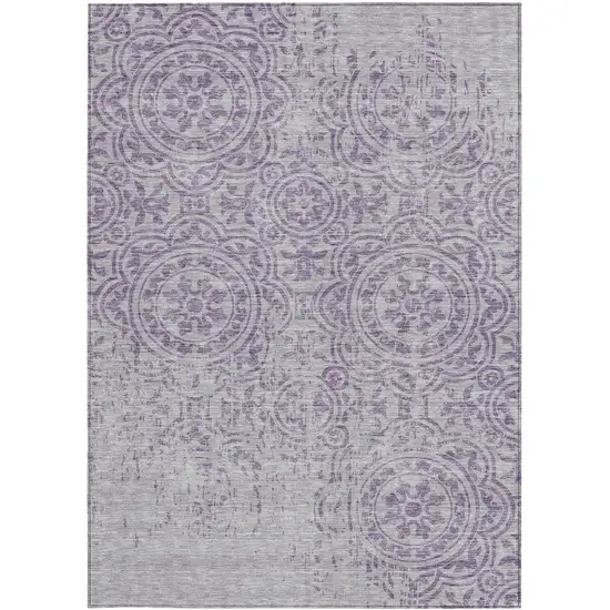 Lavender And Lilac Medallion Washable Indoor Outdoor Area Rug Photo 5