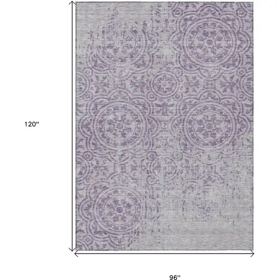 Lavender And Lilac Medallion Washable Indoor Outdoor Area Rug Photo 9