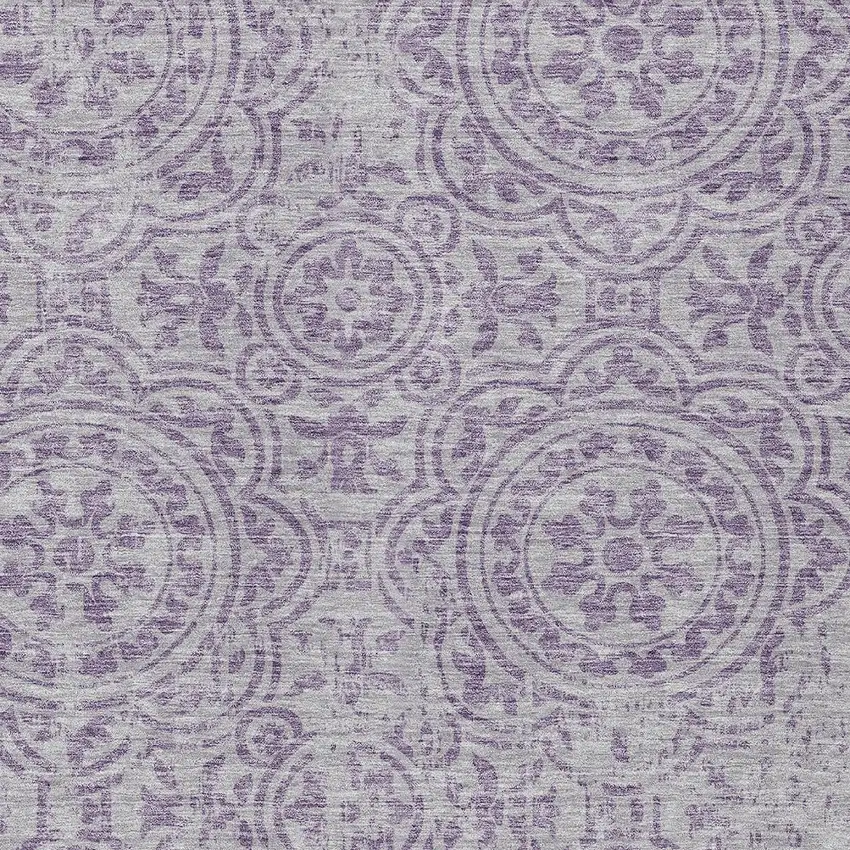 Lavender And Lilac Medallion Washable Indoor Outdoor Area Rug Photo 3