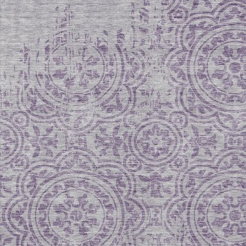 Lavender And Lilac Medallion Washable Indoor Outdoor Area Rug Photo 3