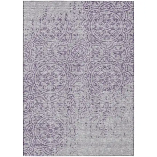 Lavender And Lilac Medallion Washable Indoor Outdoor Area Rug Photo 1