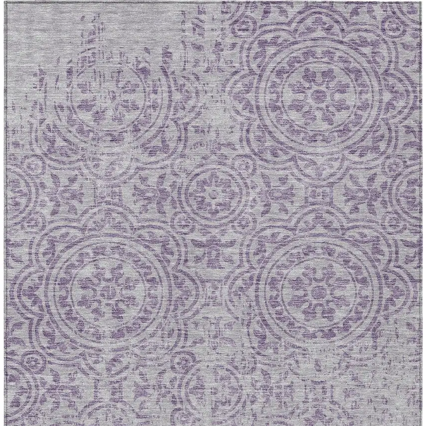 Lavender And Lilac Medallion Washable Indoor Outdoor Area Rug Photo 4