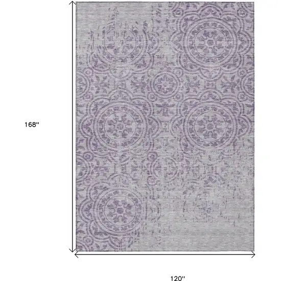 Lavender And Lilac Medallion Washable Indoor Outdoor Area Rug Photo 9