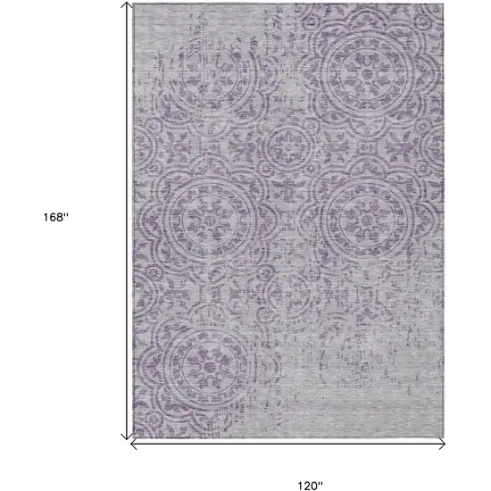 Lavender And Lilac Medallion Washable Indoor Outdoor Area Rug Photo 9