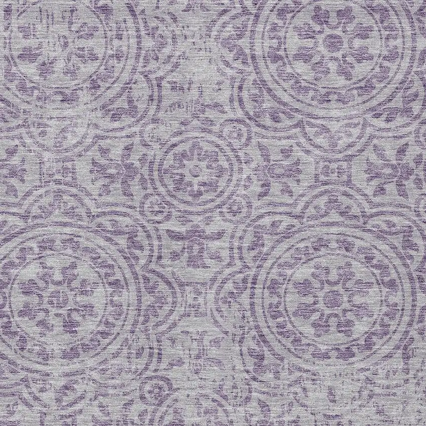 Lavender And Lilac Medallion Washable Indoor Outdoor Area Rug Photo 3