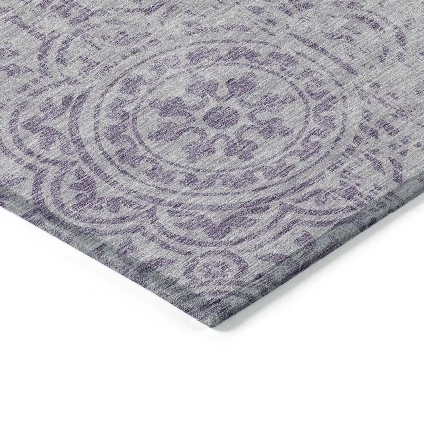 Lavender And Lilac Medallion Washable Indoor Outdoor Area Rug Photo 2
