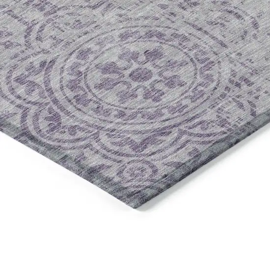 Lavender And Lilac Medallion Washable Indoor Outdoor Area Rug Photo 2