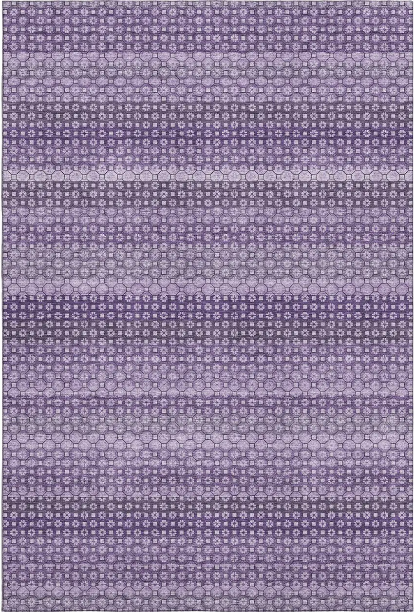 Lavender And Lilac Striped Washable Area Rug With UV Protection Photo 1