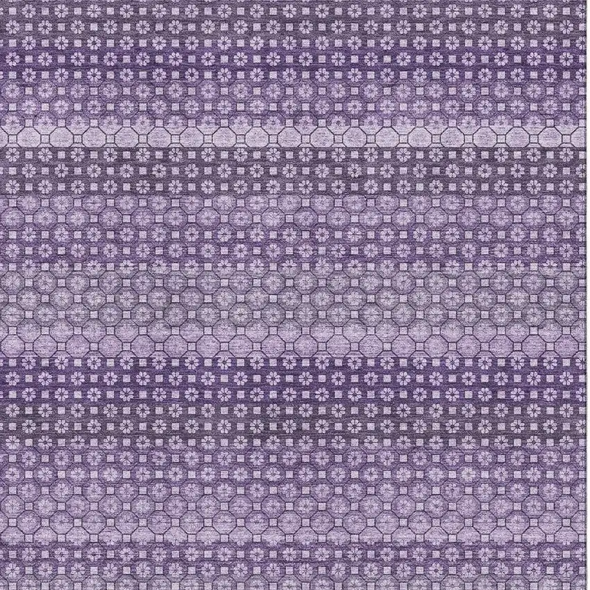 Lavender And Lilac Striped Washable Area Rug With UV Protection Photo 2