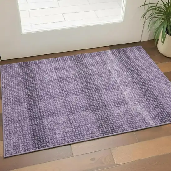 Lavender And Lilac Striped Washable Area Rug With UV Protection Photo 2