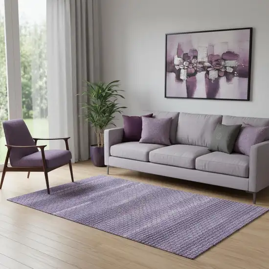 Lavender And Lilac Striped Washable Area Rug With UV Protection Photo 2