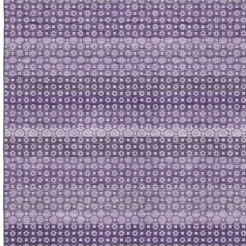Lavender And Lilac Striped Washable Area Rug With UV Protection Photo 2