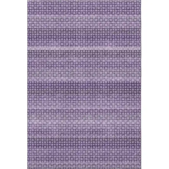 Lavender And Lilac Striped Washable Area Rug With UV Protection Photo 3