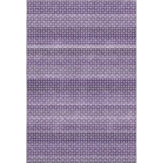 Lavender And Lilac Striped Washable Area Rug With UV Protection Photo 1