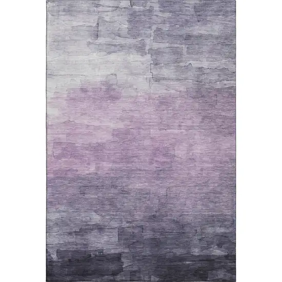 Lavender And Lilac Striped Washable Area Rug With UV Protection Photo 1