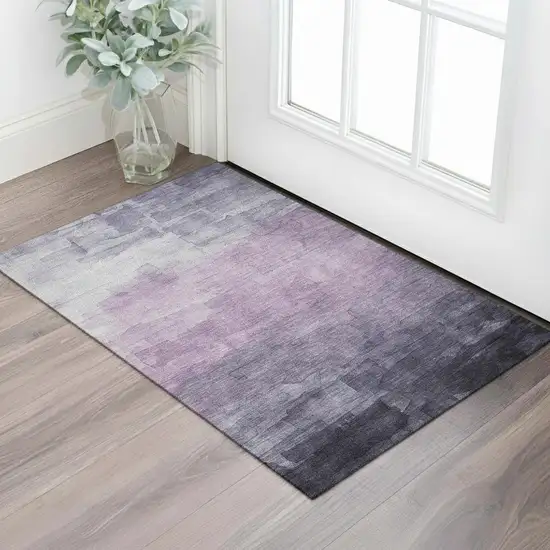 Lavender And Lilac Striped Washable Area Rug With UV Protection Photo 2