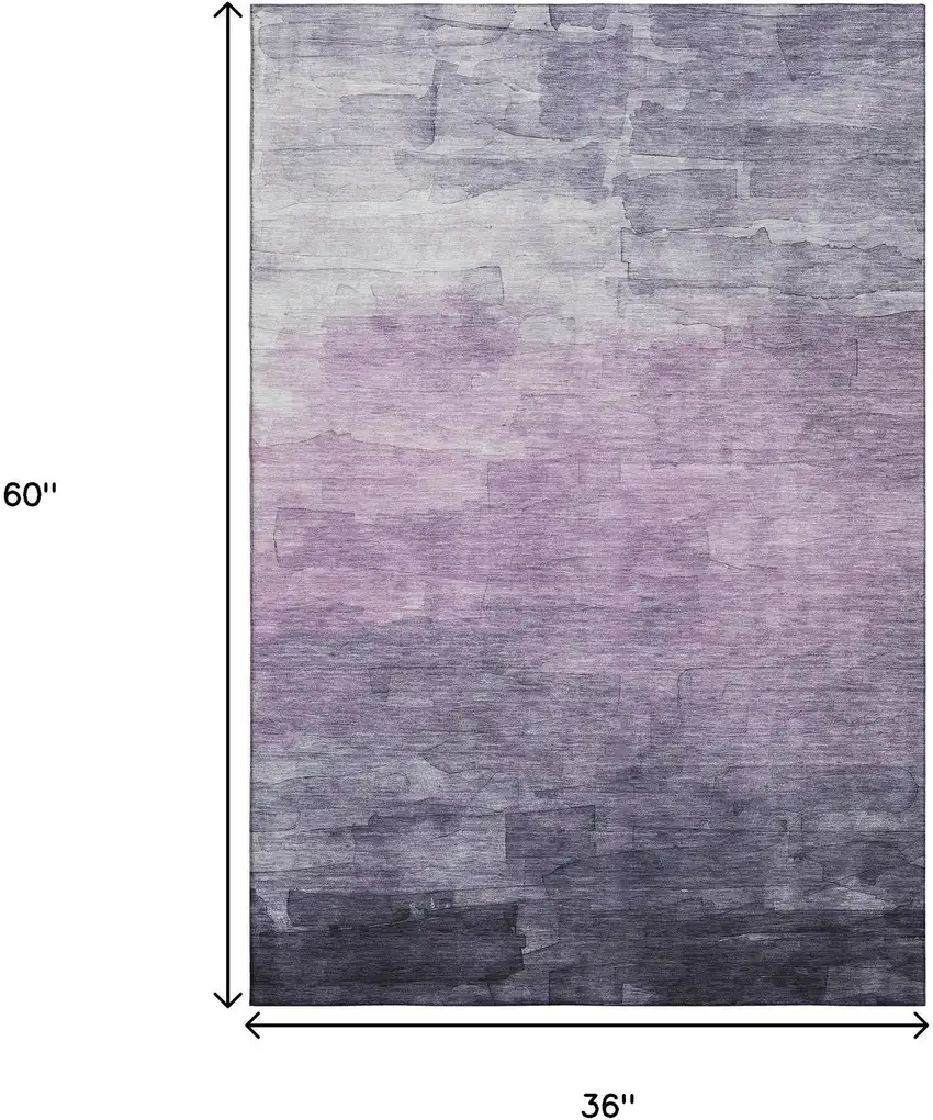 Lavender And Lilac Striped Washable Area Rug With UV Protection Photo 3