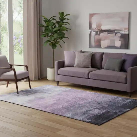 Lavender And Lilac Striped Washable Area Rug With UV Protection Photo 2