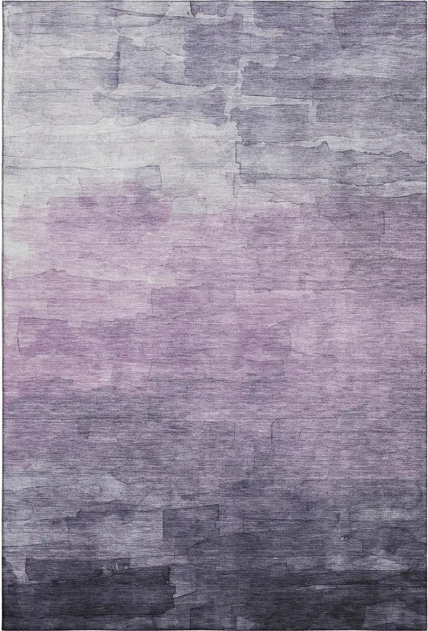 Lavender And Lilac Striped Washable Area Rug With UV Protection Photo 1