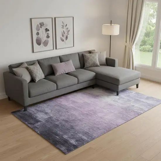 Lavender And Lilac Striped Washable Area Rug With UV Protection Photo 2