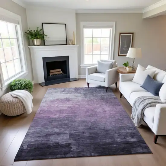 Lavender And Lilac Striped Washable Area Rug With UV Protection Photo 4