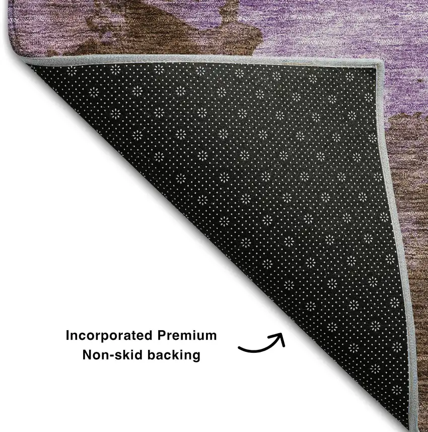 Lavender And Mauve Abstract Washable Area Rug With UV Protection Photo 7