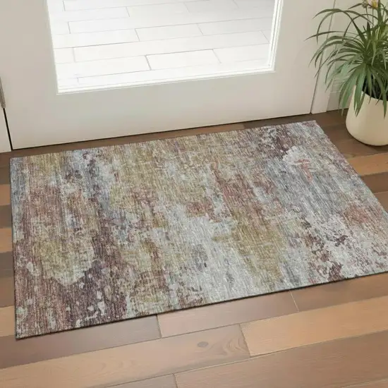 Lavender And Mauve Abstract Washable Area Rug With UV Protection Photo 2