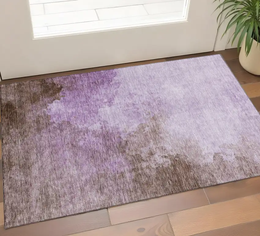 Lavender And Mauve Abstract Washable Area Rug With UV Protection Photo 1