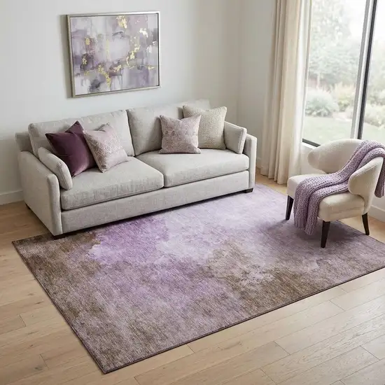 Lavender And Mauve Abstract Washable Area Rug With UV Protection Photo 1