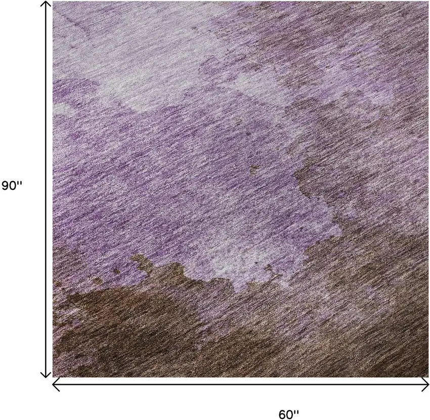 Lavender And Mauve Abstract Washable Area Rug With UV Protection Photo 8