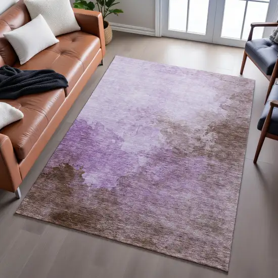 Lavender And Mauve Abstract Washable Area Rug With UV Protection Photo 5