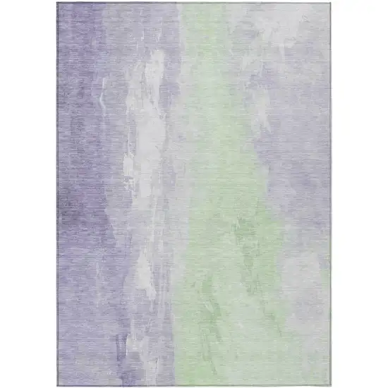 Lavender And Mint Green Abstract Washable Indoor Outdoor Area Rug Photo 1