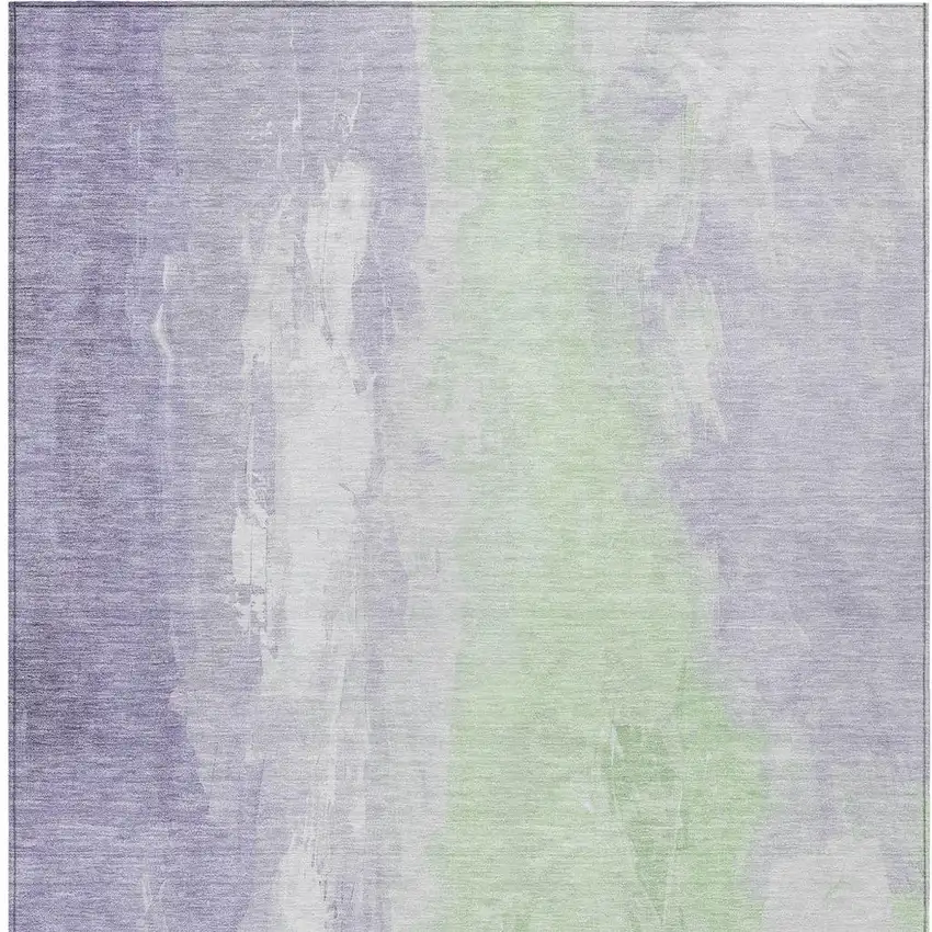 Lavender And Mint Green Abstract Washable Indoor Outdoor Area Rug Photo 4
