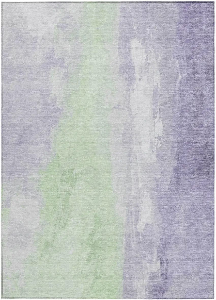 Lavender And Mint Green Abstract Washable Indoor Outdoor Area Rug Photo 1