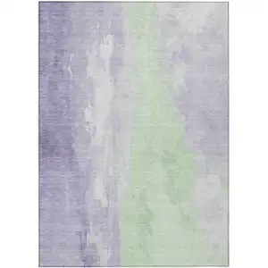 Photo of Lavender And Mint Green Abstract Washable Indoor Outdoor Area Rug